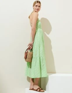 Pure Cotton Printed Midaxi Beach Dress -M&S SD 01 T52 7443 YC X EC 1