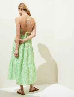 Pure Cotton Printed Midaxi Beach Dress -M&S SD 01 T52 7443 YC X EC 2