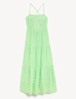 Pure Cotton Printed Midaxi Beach Dress -M&S SD 01 T52 7443 YC X EC 90