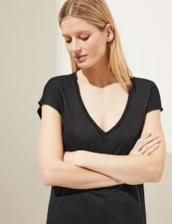 Jersey V-Neck Mini T-Shirt Dress 10 Jersey V-Neck Mini T-Shirt Dress -M&S SD 01 T52 7781 Y0 X EC 2