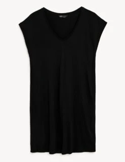 Jersey V-Neck Mini T-Shirt Dress 8 Jersey V-Neck Mini T-Shirt Dress -M&S SD 01 T52 7781 Y0 X EC 90