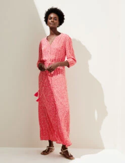 Printed V-Neck Tie Waist Maxi Beach Dress -M&S SD 01 T52 7790 B5 X EC 1