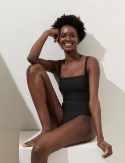 Tummy Control Ruched Square Neck Swimsuit