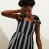 Cotton Rich Striped Midaxi Tiered Dress
