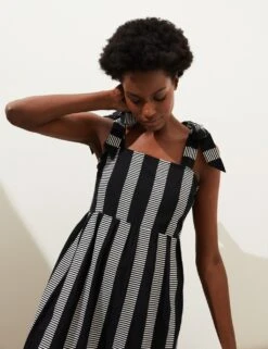 Cotton Rich Striped Midaxi Tiered Dress