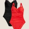 2 Pack Tummy Control Plunge Swimsuits