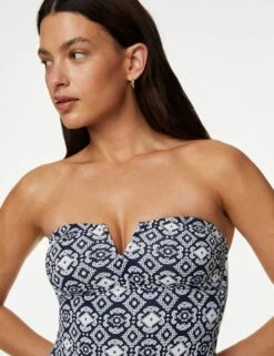 Tummy Control Printed V-Neck Swimsuit -M&S SD 01 T52 8899 F4 X EC 1