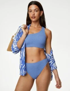 Textured One Shoulder Bikini Top