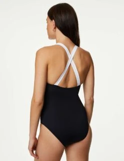 Monochrome Padded Plunge Swimsuit -M&S SD 01 T52 8916 Y4 X EC 3