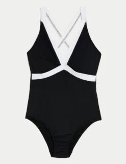 Monochrome Padded Plunge Swimsuit -M&S SD 01 T52 8916 Y4 X EC 90
