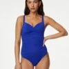 Tummy Control Ruched Plunge Swimsuit -M&S SD 01 T52 8926 BN X EC 0