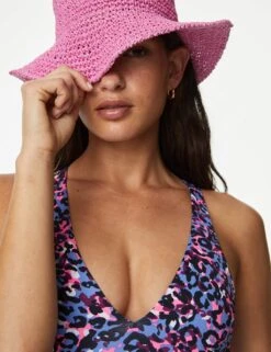 Printed Padded Plunge Swimsuit -M&S SD 01 T52 8946 D4 X EC 1