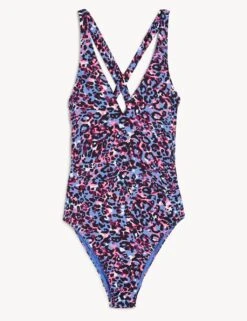 Printed Padded Plunge Swimsuit -M&S SD 01 T52 8946 D4 X EC 90