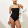 Ribbed Padded Square Neck Swimsuit -M&S SD 01 T52 8956 Y0 X EC 0
