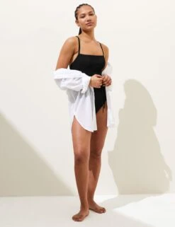 Ribbed Padded Square Neck Swimsuit 13 Ribbed Padded Square Neck Swimsuit -M&S SD 01 T52 8956 Y0 X EC 4