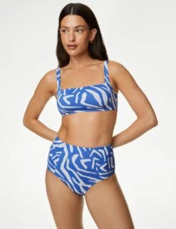 Tummy Control Printed Ruched Bikini Bottoms