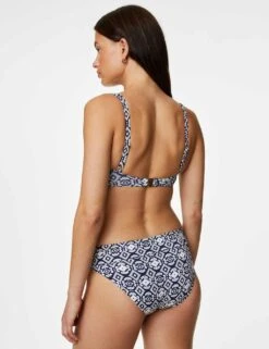 Printed Padded Plunge Bikini Top -M&S SD 01 T52 8964B F4 X EC 3