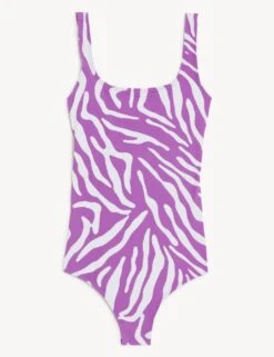 Printed Scoop Neck Plunge Swimsuit -M&S SD 01 T52 8964 D4 X EC 90