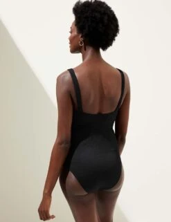 Tummy Control Ribbed Padded V-Neck Swimsuit -M&S SD 01 T52 8969 Y0 X EC 2