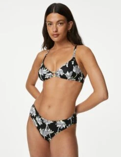 Printed High Leg Bikini Bottoms