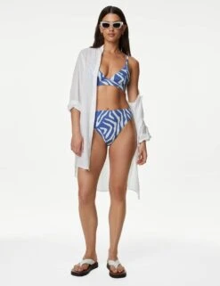 Printed Plunge V-Neck Bikini Top -M&S SD 01 T52 8974B E7 X EC 1