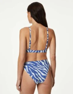 Printed Plunge V-Neck Bikini Top -M&S SD 01 T52 8974B E7 X EC 3