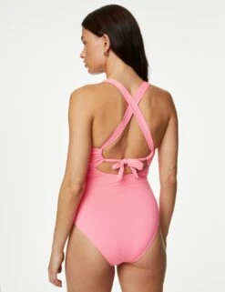 Padded Tie Back Plunge Swimsuit -M&S SD 01 T52 8985 LK X EC 3