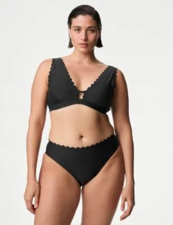 Neoprene Padded Scallop Plunge Bikini Top -M&S SD 01 T52 9772B Y0 X EC 1