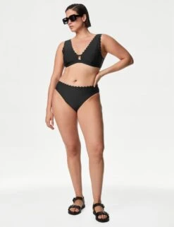 Neoprene Padded Scallop Plunge Bikini Top -M&S SD 01 T52 9772B Y0 X EC 2