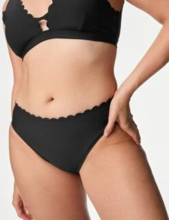 Neoprene Scallop High Leg Bikini Bottoms -M&S SD 01 T52 9772L Y0 X EC 2