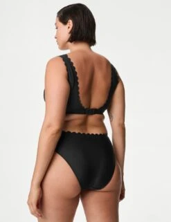 Neoprene Scallop High Leg Bikini Bottoms -M&S SD 01 T52 9772L Y0 X EC 3