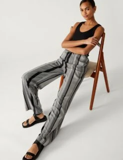 Printed Wide Leg Trousers -M&S SD 01 T57 2170 VG X EC 1