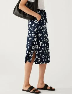 Linen Rich Midi Skirt -M&S SD 01 T57 2611 F4 X EC 1