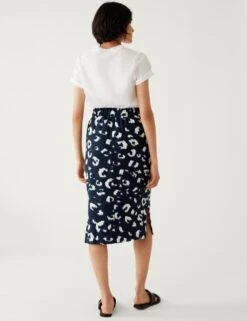 Linen Rich Midi Skirt -M&S SD 01 T57 2611 F4 X EC 2