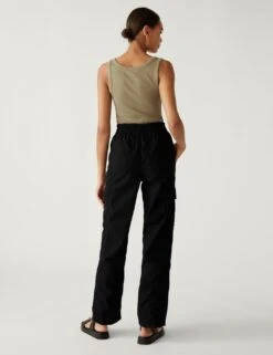 Pure Cotton Utility Straight Leg Trousers -M&S SD 01 T57 2907 Y0 X EC 3