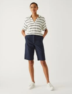 Cotton Rich Knee Length Chino Shorts -M&S SD 01 T57 3051 F0 X EC 1