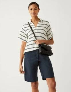 Cotton Rich Knee Length Chino Shorts -M&S SD 01 T57 3051 F0 X EC 2