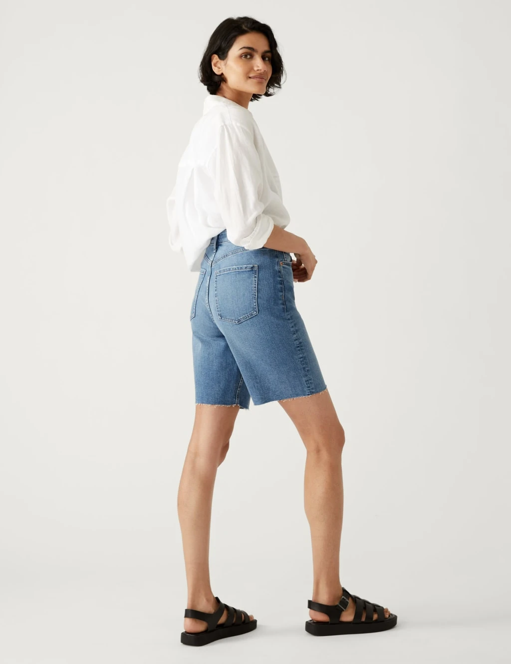 Denim High Waisted Bermuda Shorts 3 Denim High Waisted Bermuda Shorts