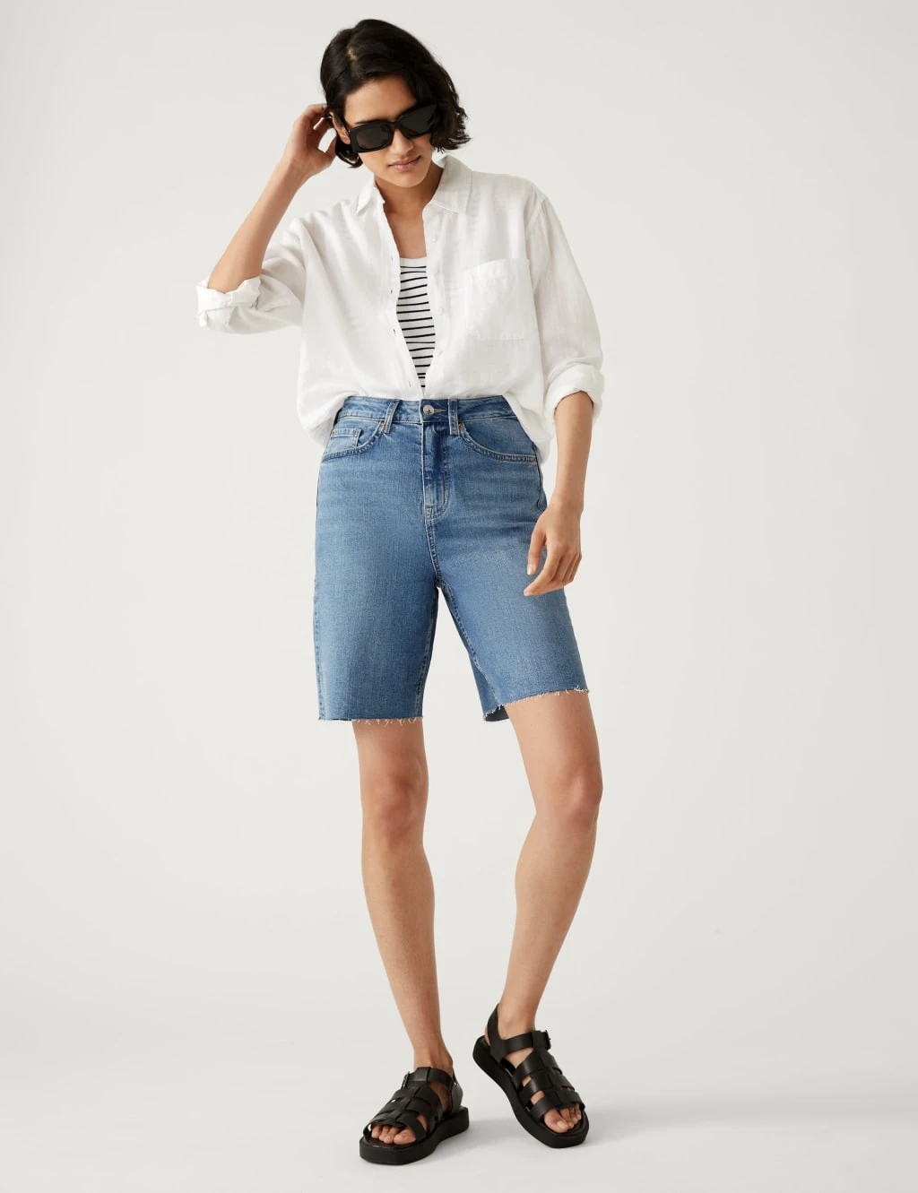 Denim High Waisted Bermuda Shorts 5 Denim High Waisted Bermuda Shorts - Image 3