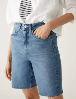 Denim High Waisted Bermuda Shorts 10 Denim High Waisted Bermuda Shorts -M&S SD 01 T57 3079 QQ X EC 2