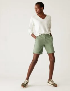 Cotton Rich Tea Dyed Chino Shorts -M&S SD 01 T57 3082 KH X EC 1