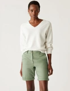 Cotton Rich Tea Dyed Chino Shorts -M&S SD 01 T57 3082 KH X EC 2