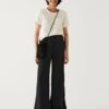Textured Wide Leg Ankle Grazer Trousers -M&S SD 01 T57 3637 Y0 X EC 0