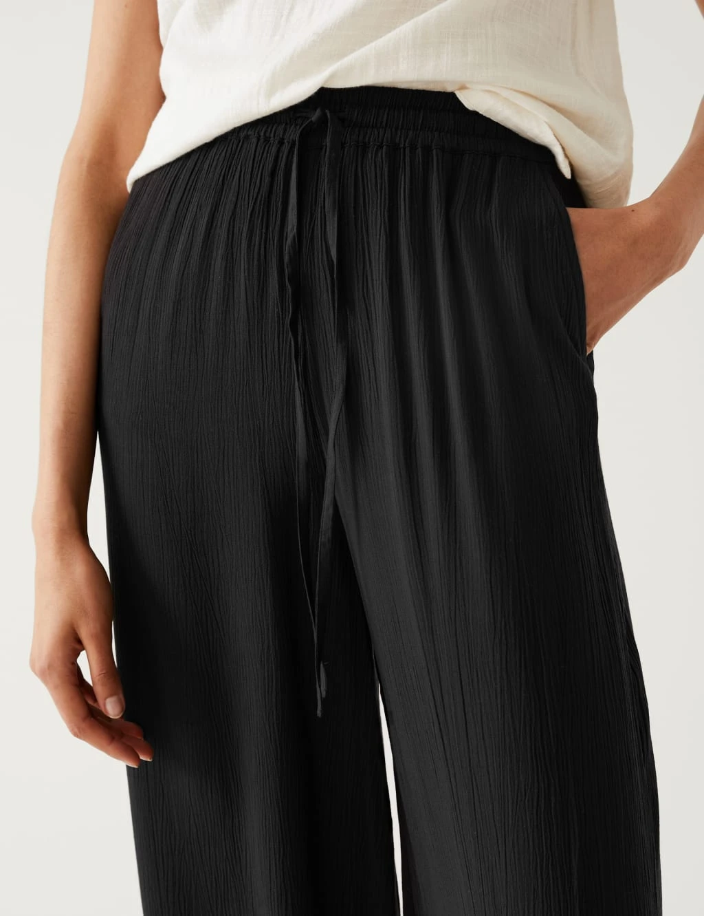 Textured Wide Leg Ankle Grazer Trousers 6 Textured Wide Leg Ankle Grazer Trousers - Image 4