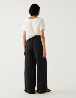 Textured Wide Leg Ankle Grazer Trousers 11 Textured Wide Leg Ankle Grazer Trousers -M&S SD 01 T57 3637 Y0 X EC 3