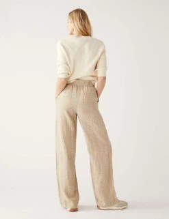 Pure Linen Belted Wide Leg Trousers -M&S SD 01 T57 4235 V0 X EC 4