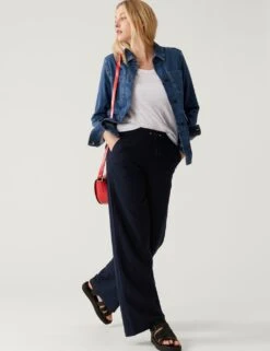 Linen Rich Wide Leg Trousers 10 Linen Rich Wide Leg Trousers -M&S SD 01 T57 4653 F0 X EC 2