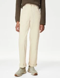Cotton Rich Relaxed Straight Trousers 9 Cotton Rich Relaxed Straight Trousers -M&S SD 01 T57 6006 EK X EC 1
