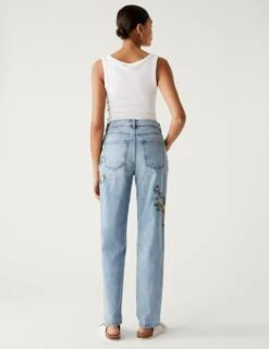 Boyfriend Embroidered Ankle Grazer Jeans -M&S SD 01 T57 6214B QQ X EC 3
