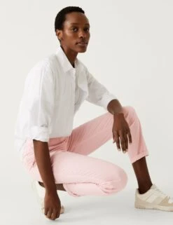 Cotton Rich Striped Slim Fit Chinos -M&S SD 01 T57 6373D A4 X EC 2